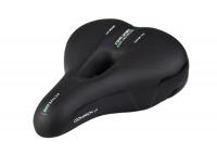 Седло велосипедное комфортное COMIRON YALTA C036 255x190, Верх: PU с пресс.принт, Чёрн+Зел / 686365