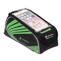 Сумка велосипедная на раму COMIRON TPU чёрно-зелёная 21х9х10см / 754923
