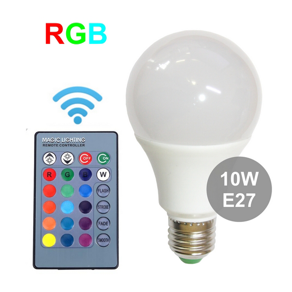 Лампа RGB 10 Вт E27 с пультом управления / т236016