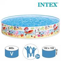 Детский каркасный бассейн "Весёлый пляж", 152*25 см INTEX 56451NP / Alcap