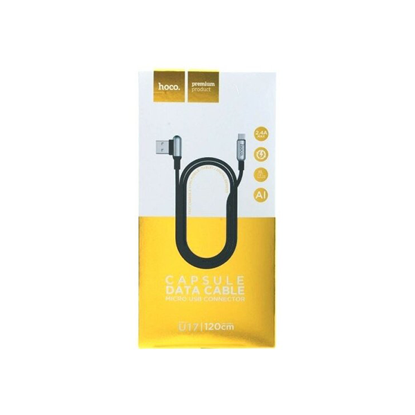 Кабель (A/microB) 1м HOCO U42 2.1А ткань, боковой Black