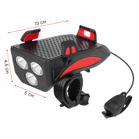 Фонарь передний COMIRON "HOLDER" ABS, IPX5; 3*T6 LED 400lm 4800mAh USB, красный / 739208