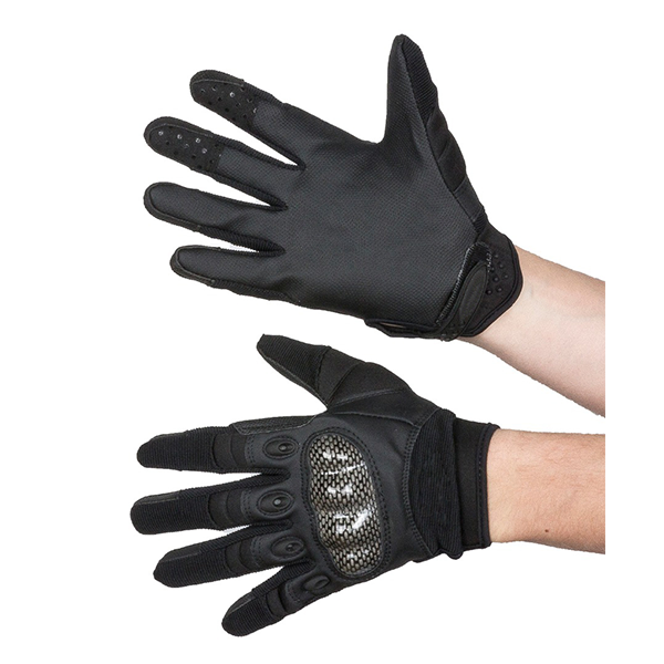 Перчатки тактические со вставкой карбон, черные (XL) / rep-037black
