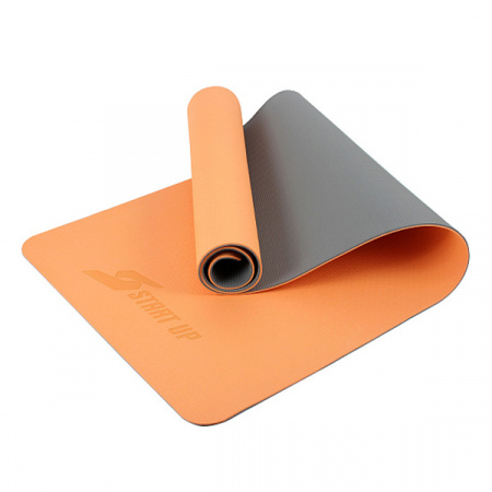 Коврик для фитнеса и йоги Start Up TPE ZH-01 Peach/Gray р183х61х0,6см / AL