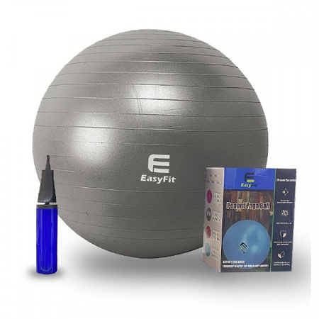 Фитбол EasyFit с системой антивзрыв, насос в компл. 65см темно-серый / 3446